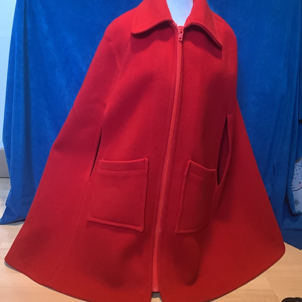 vintage Wetherall red wool/felt poncho.One size.Bond street clothing.